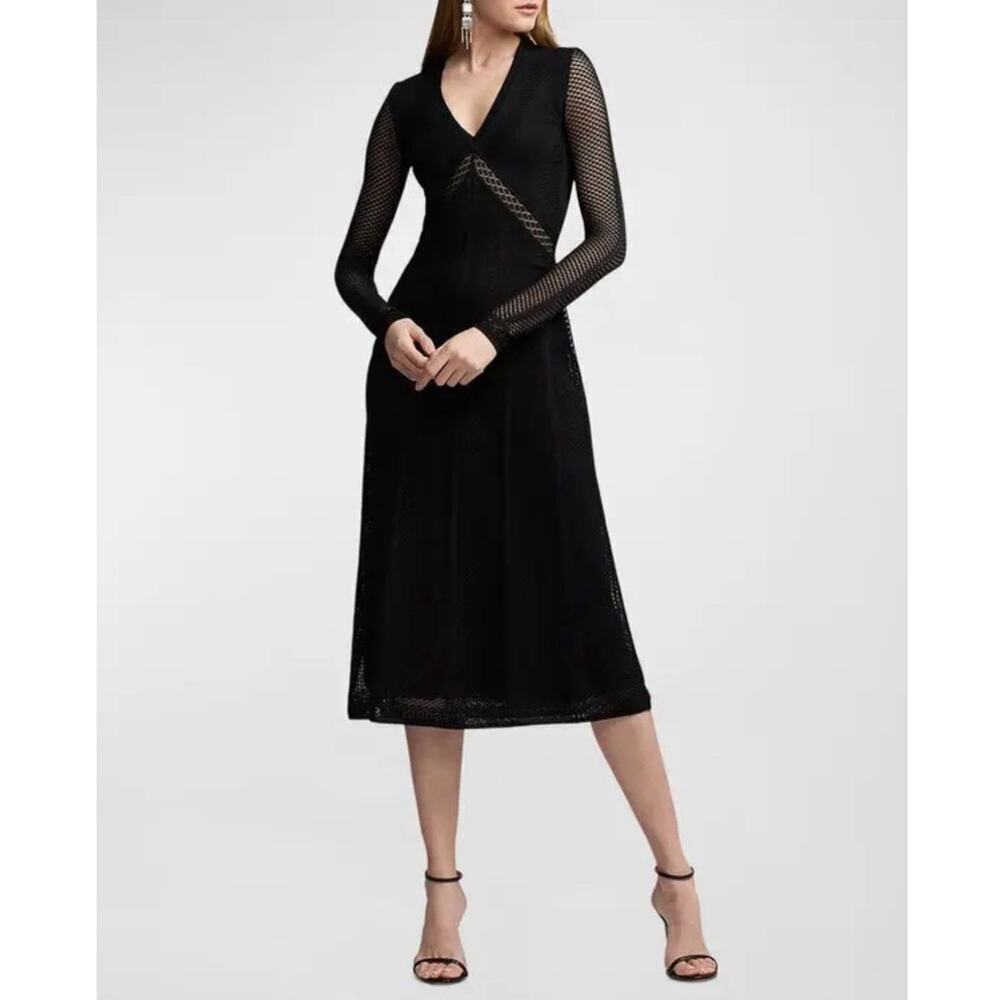 Ralph Lauren Collection Purple Label Pointelle Midi Dress Black Long Sleeve Midi - Picture 10 of 10